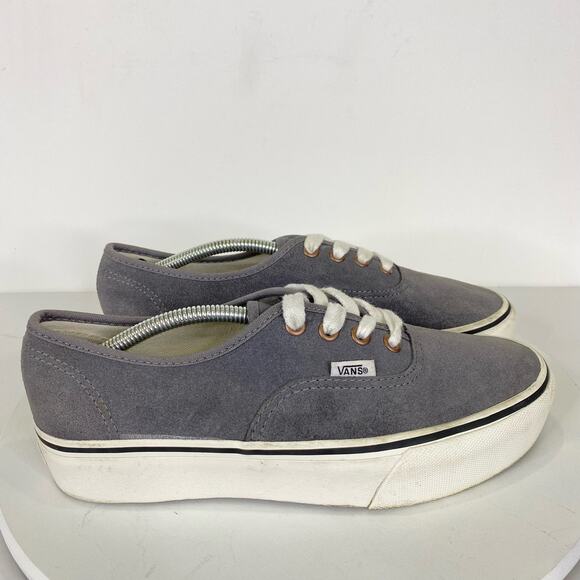 VANS Authentic Vintage Platform Sneaker Womens Sz 8.5 Gray Suede Low Top Lace Up - Picture 4 of 12